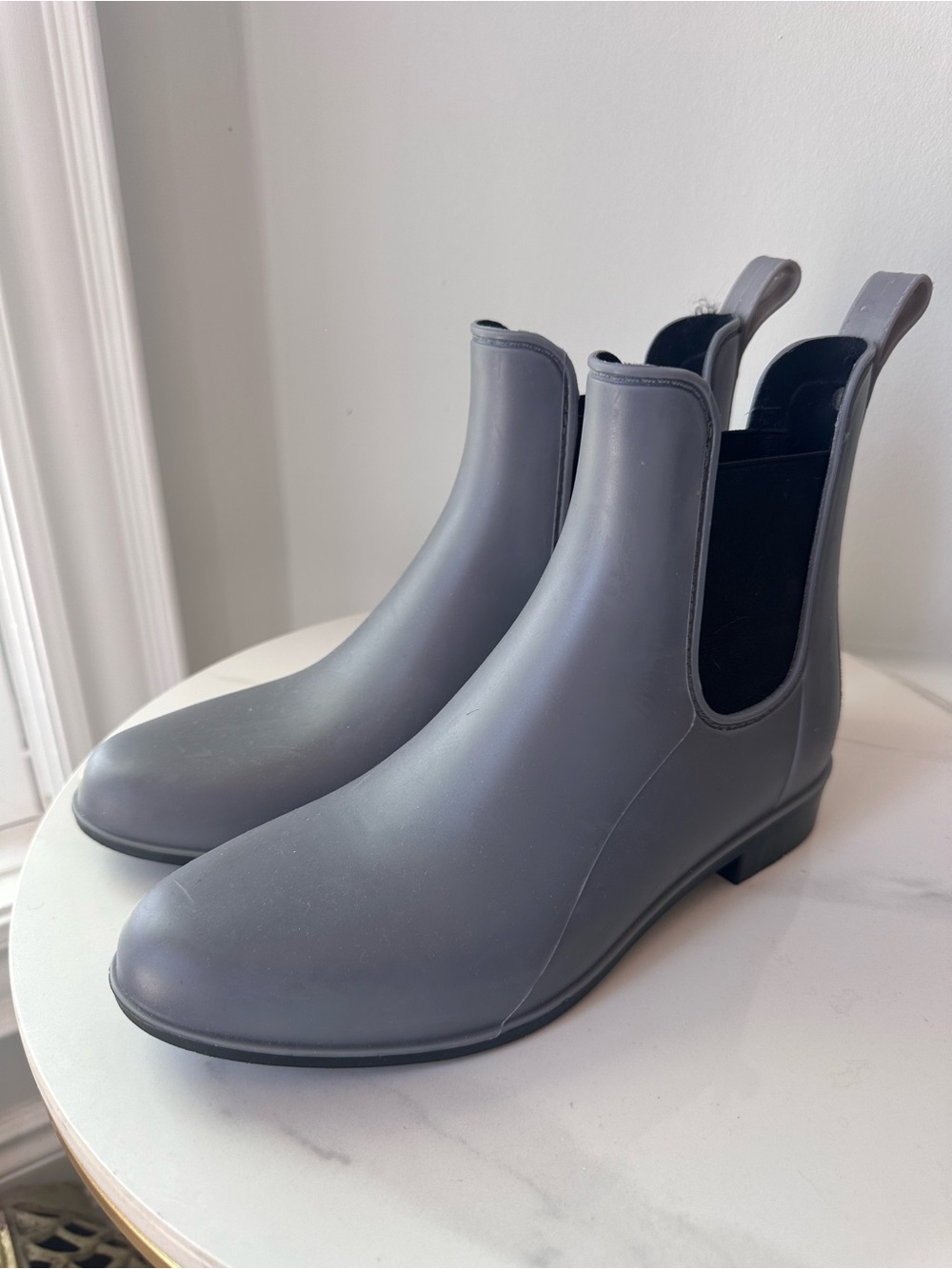 SAM EDELMAN Tinsley Rain Boots Short Chelsea Women’s Size 8 Grey Gray Black Cute